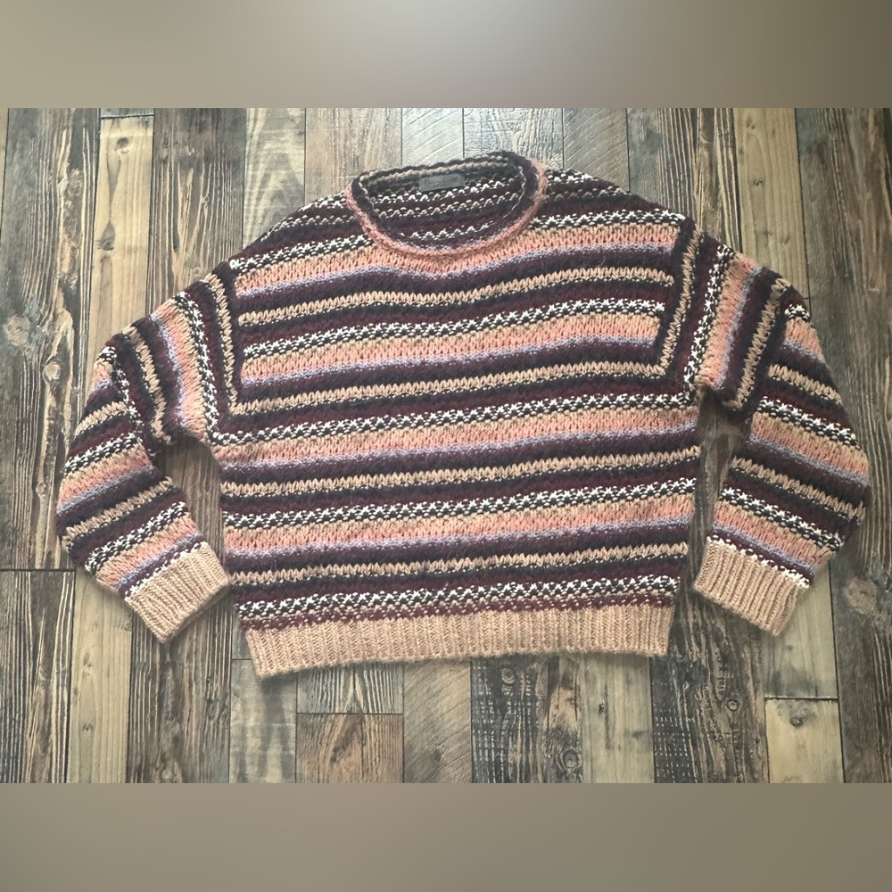Elsamanda Italy Alpaca Blend Multicolor Stripe Chunky Knit Sweater